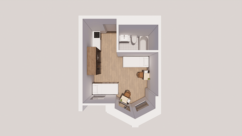 Floor plan for studio, 1 bath